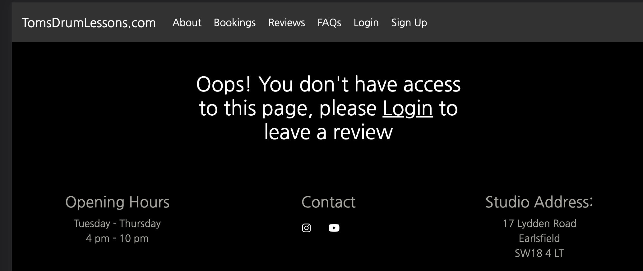 Reviews Page No Access