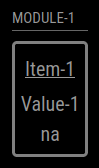 Screen showing one intances of the module with one item and one value