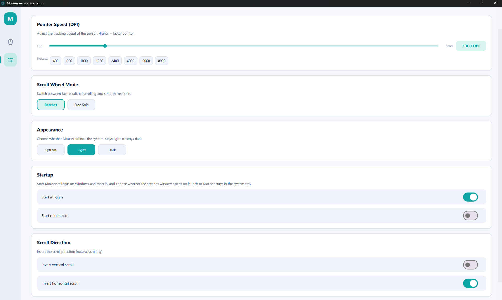 Mouser — Point & Scroll settings