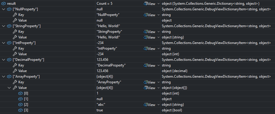 Serialization to object with converter result