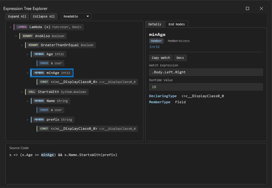 Expression Tree Explorer screenshot
