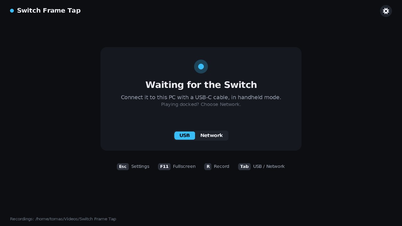 The viewer's home screen, waiting for the Switch
