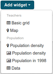 Add widget dropdown
