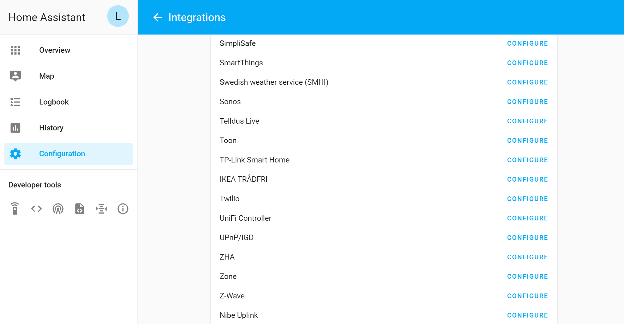 Integrations page