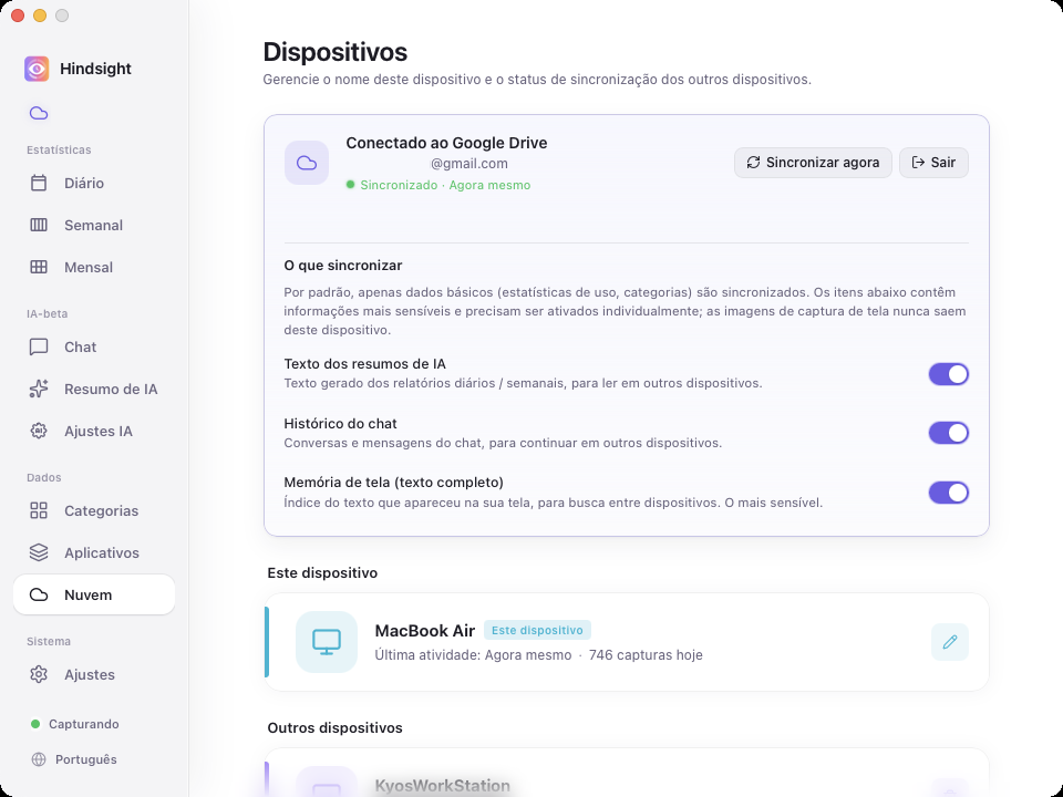 Sincronização multi-dispositivo
