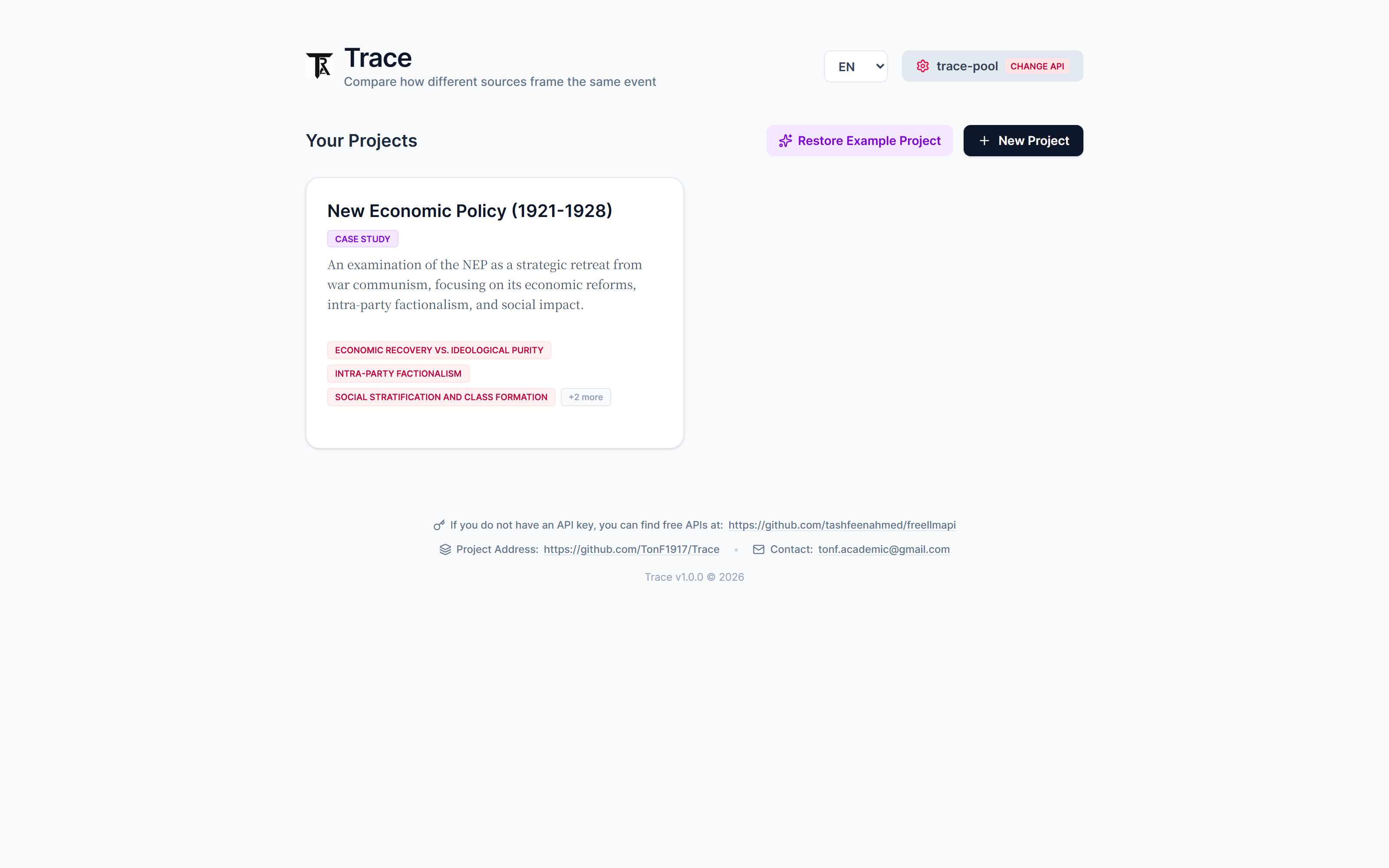 Trace Dashboard Demo
