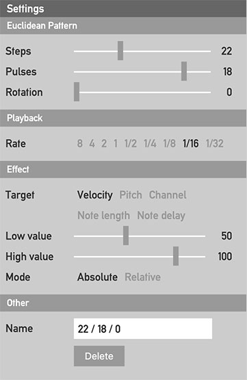 The Euclid FX settings editor