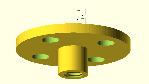 3D view of the inner hub in OpenSCAD