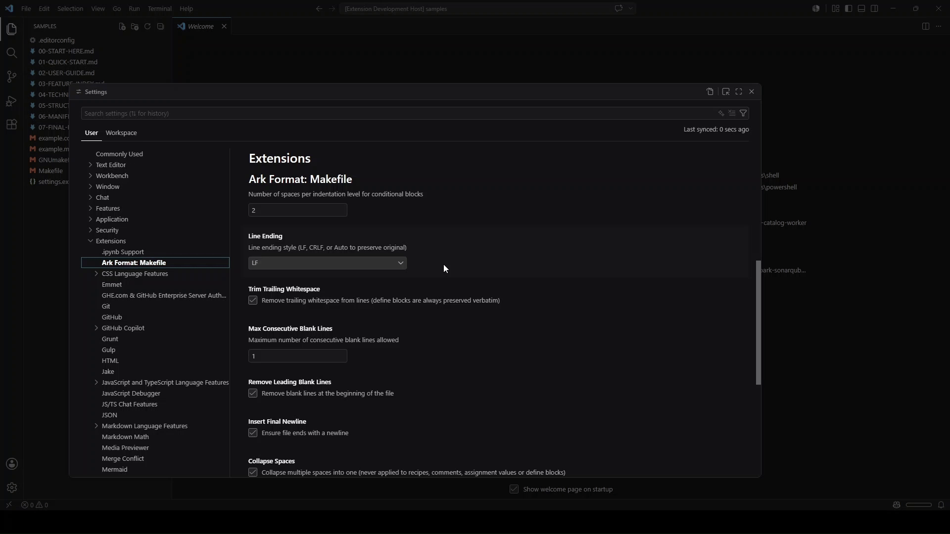 Ark Format Makefile - Settings