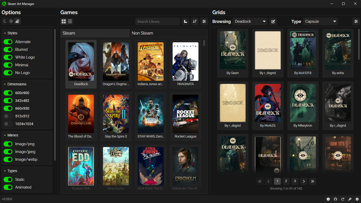 Steam Art Manager's Main UI