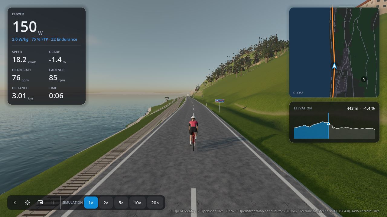 Riding along the Bielersee in Torqa's 3D world