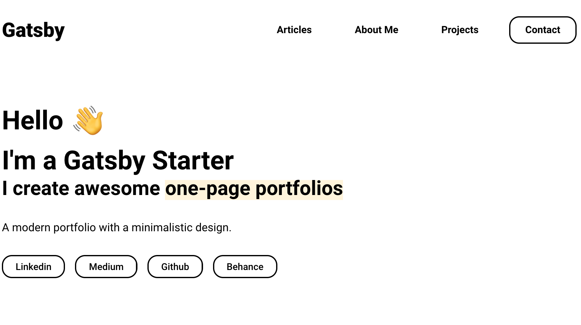 Gatsby Theme Portfolio Minimal Screenshot