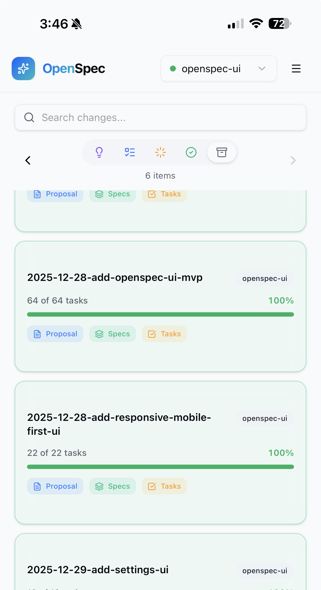 OpenSpec UI Mobile