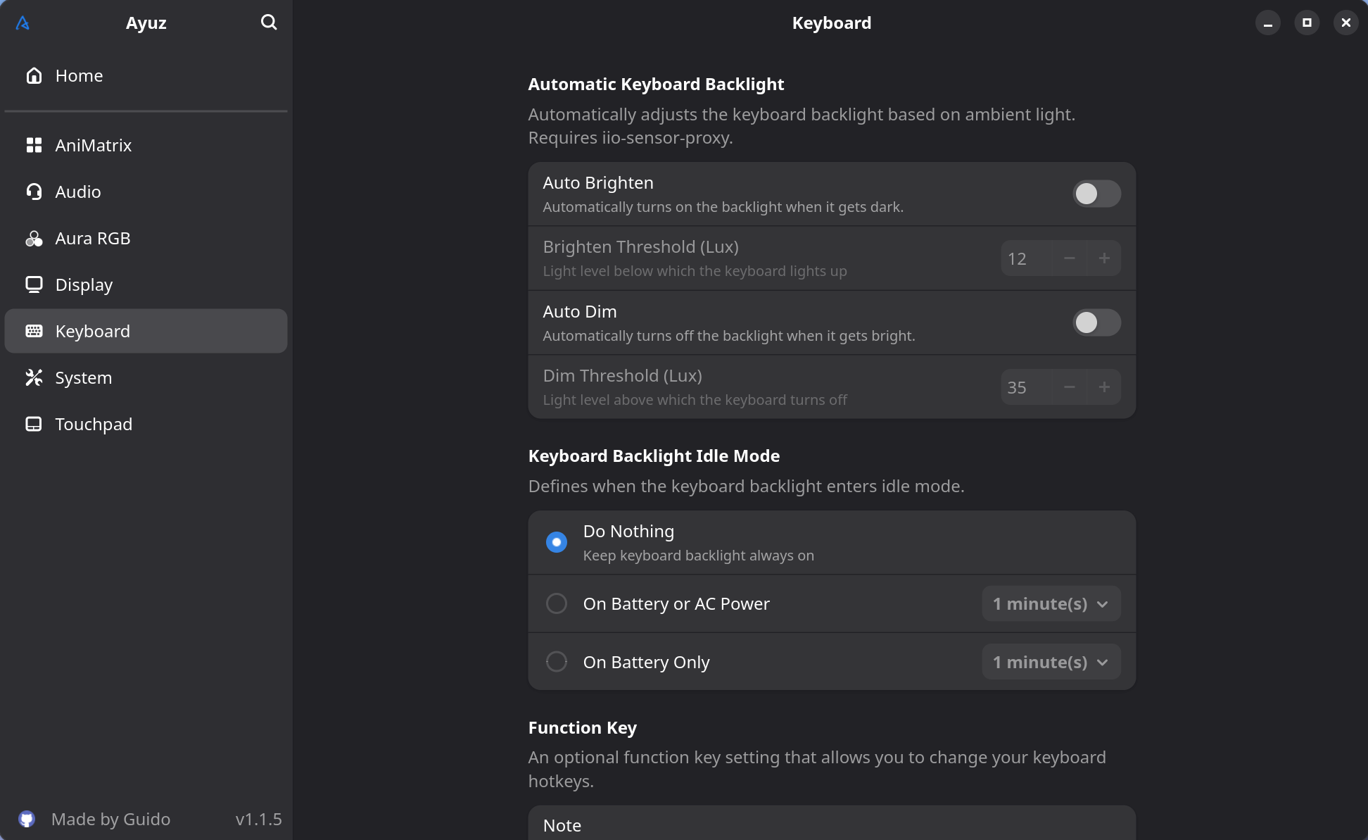 Keyboard settings