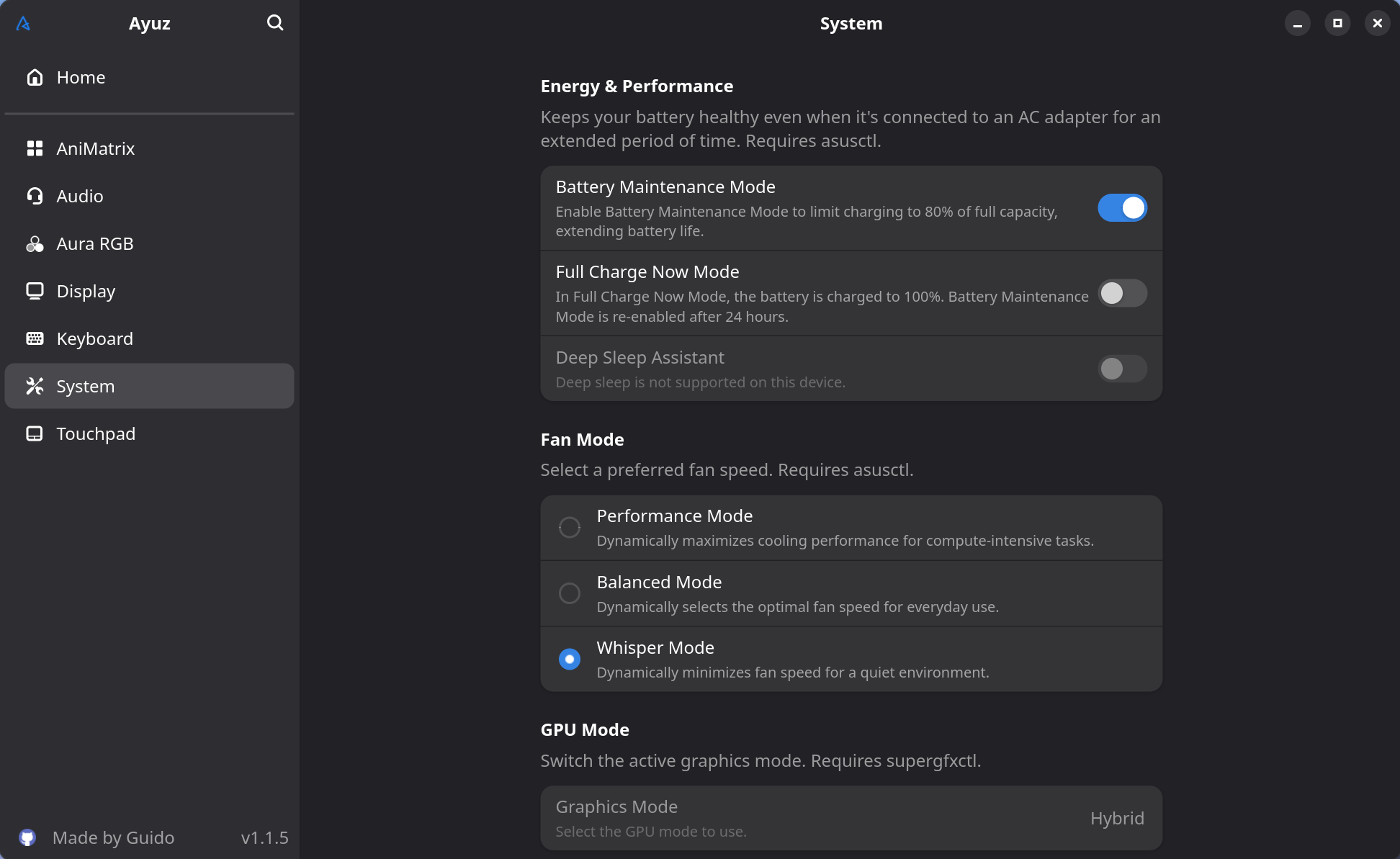 System settings