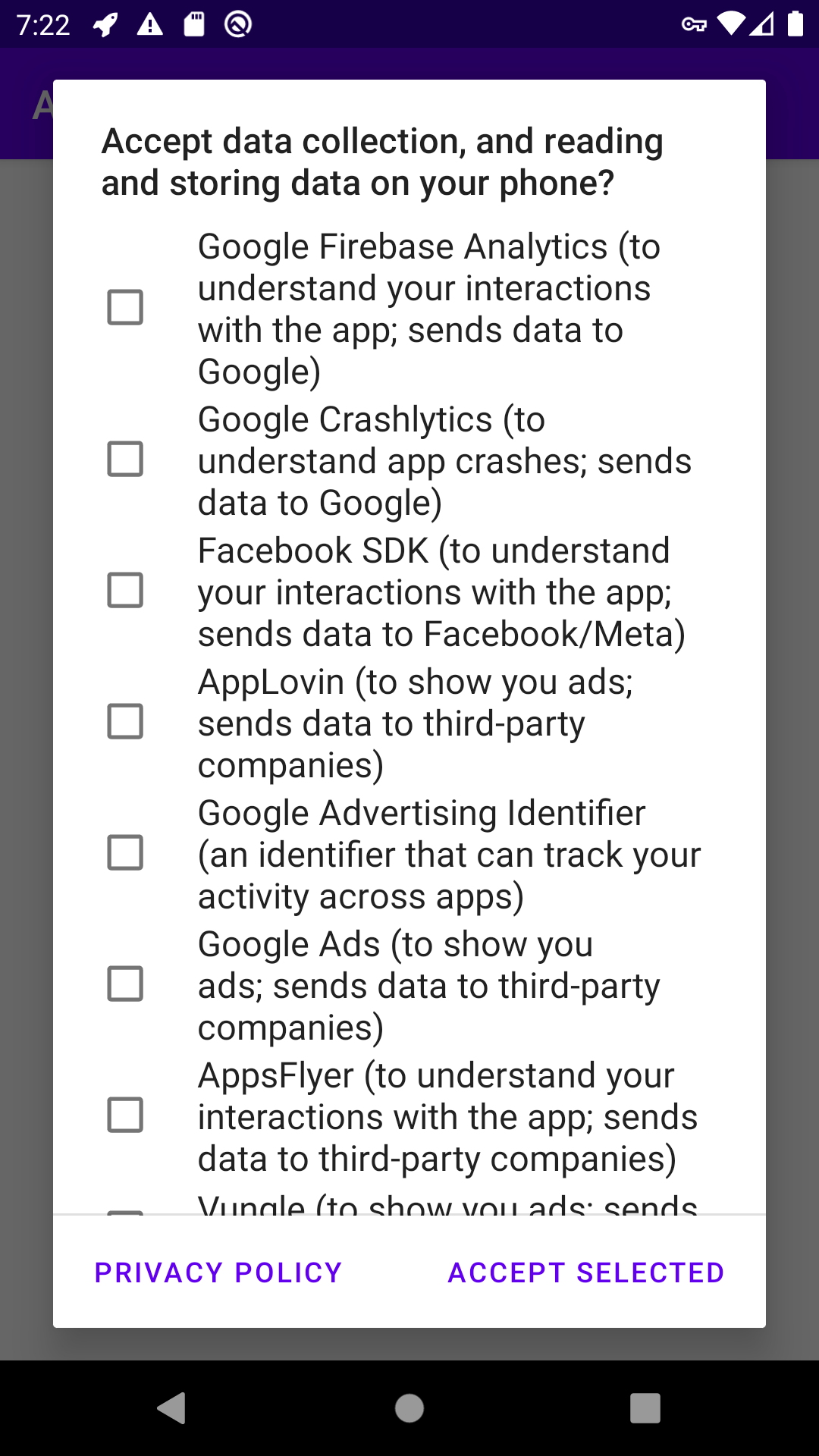 Screenshot of the automatic consent flow.