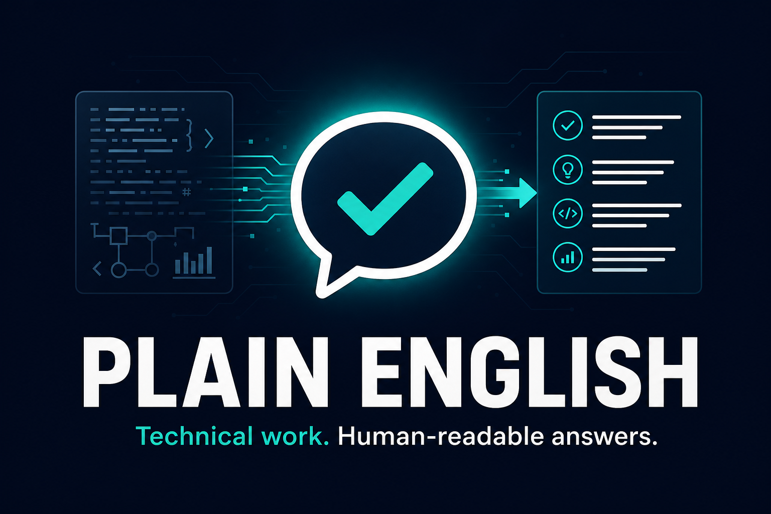 Plain English turns technical work into human-readable answers