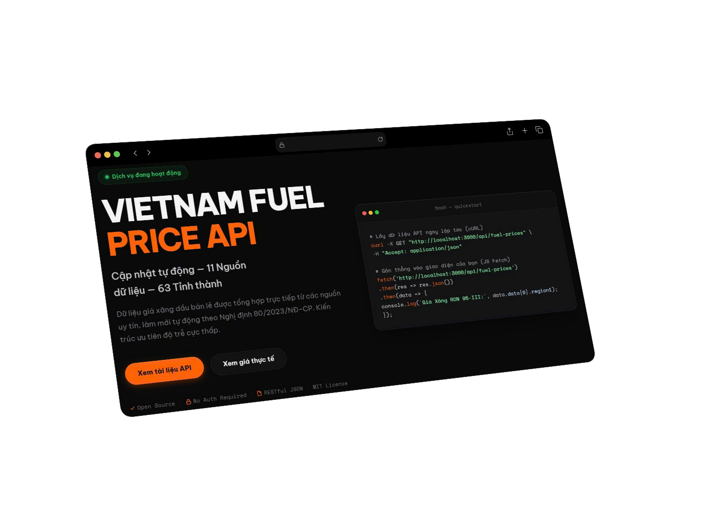 VietFuelAPI Mockup Vietnamese