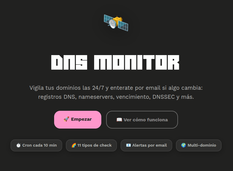 DNS Monitor landing page