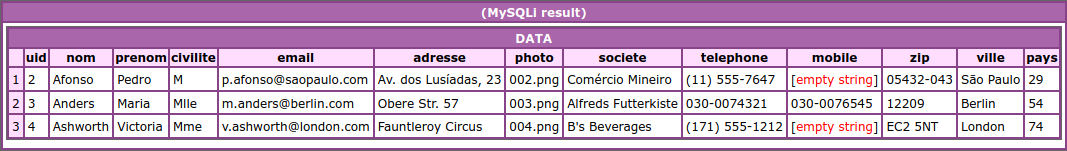 dBug Mysql Multiple Results