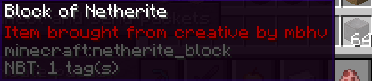 Brought netherite blocks from creative