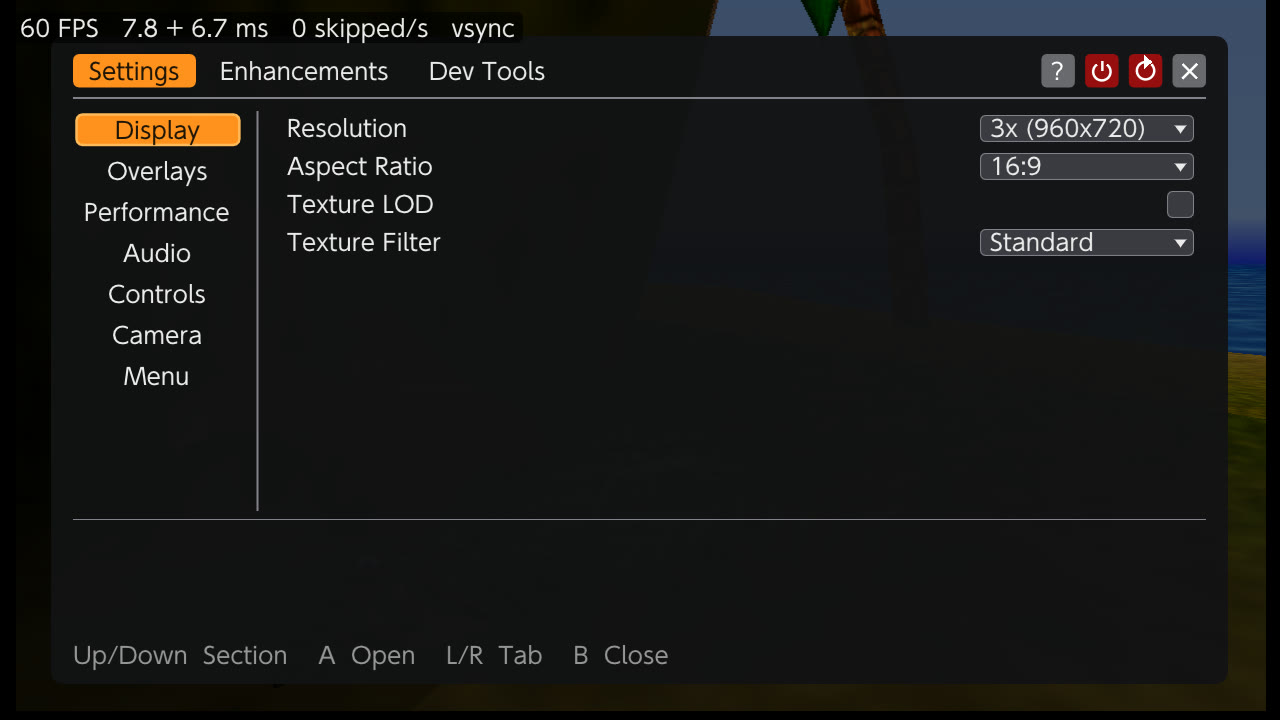 NX Options, Settings tab