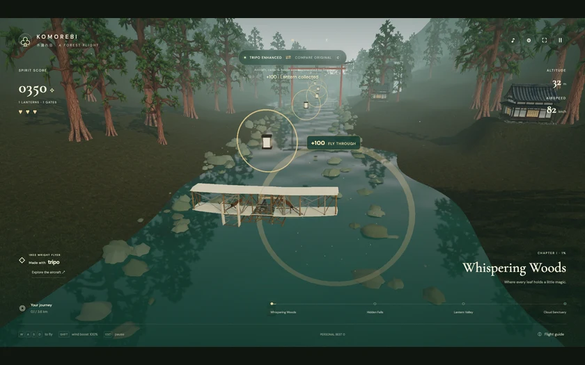 Wright Flyer Through a Japanese Forest