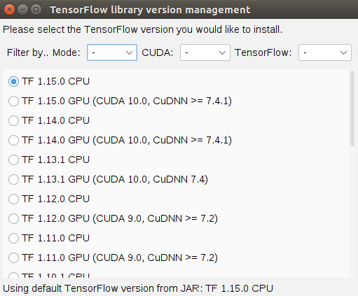 Edit > Option > Tensorflow