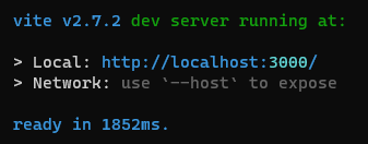 Dev server output