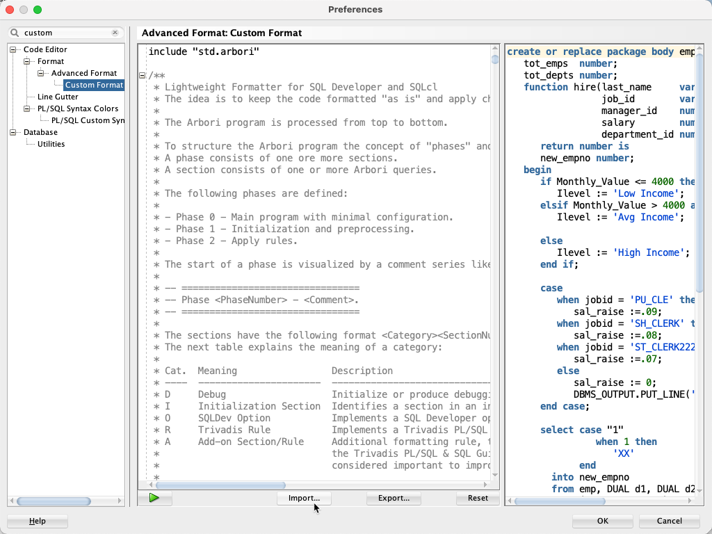 Plsql Formatter Settings Plsql formatter settings