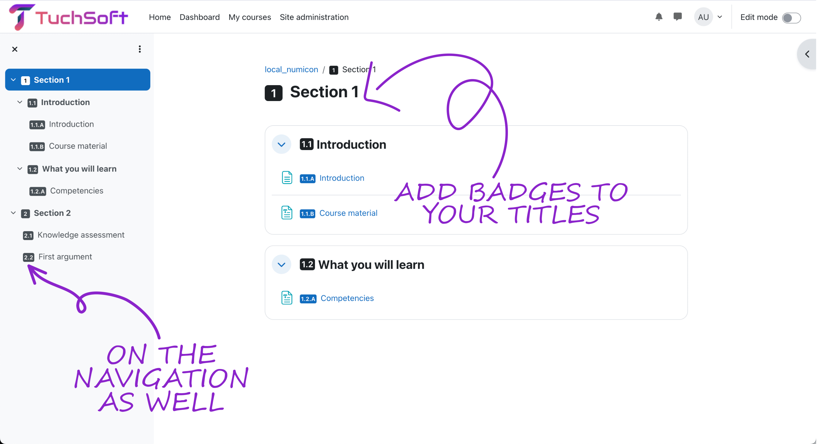 Section view Screenshot