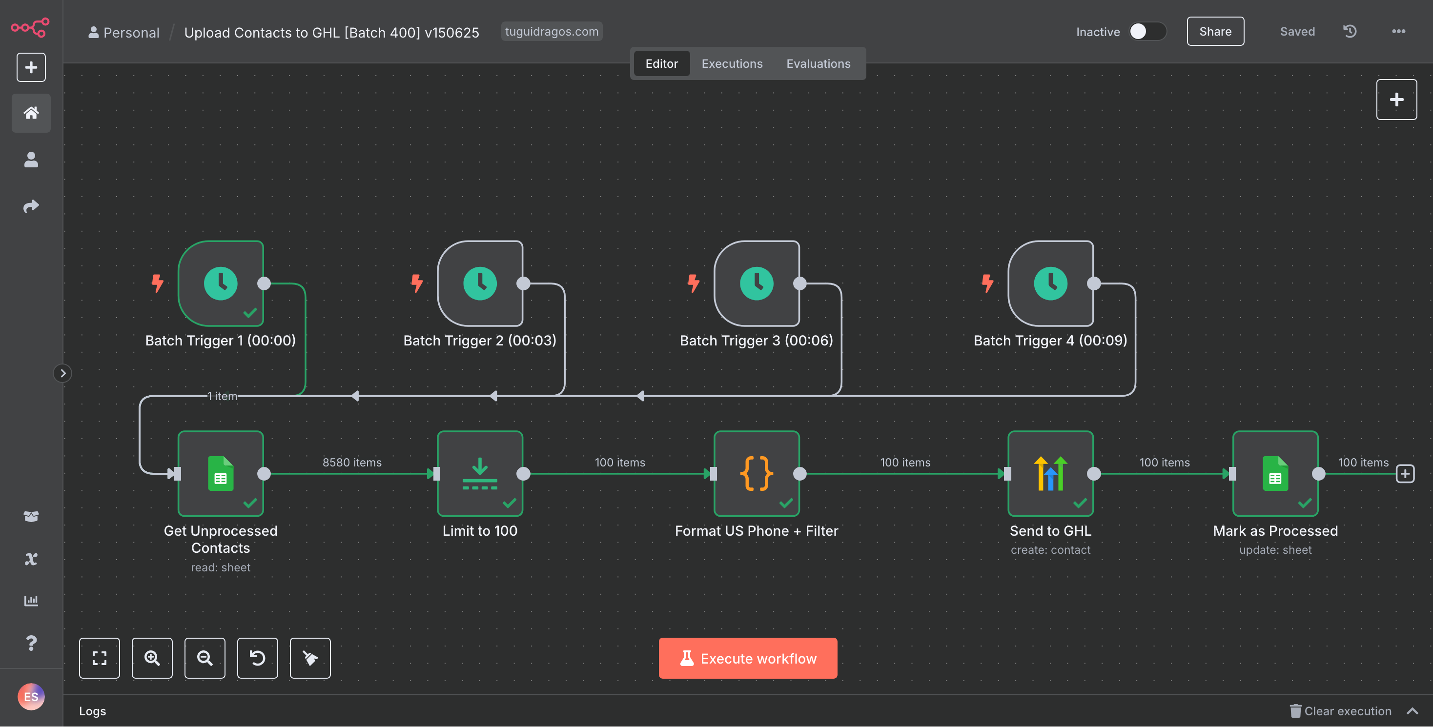 Automated lead importer workflow