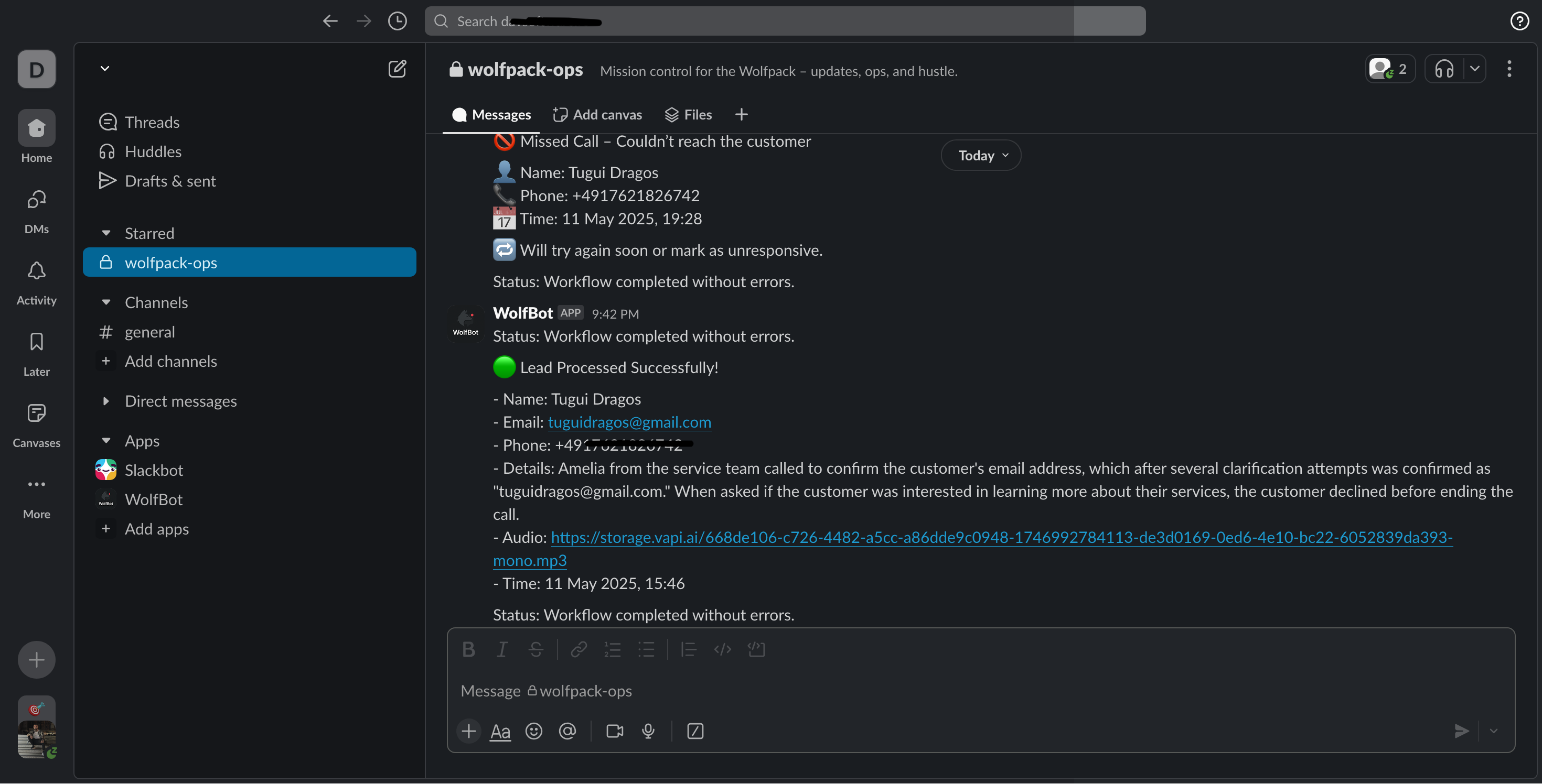 Slack notifications