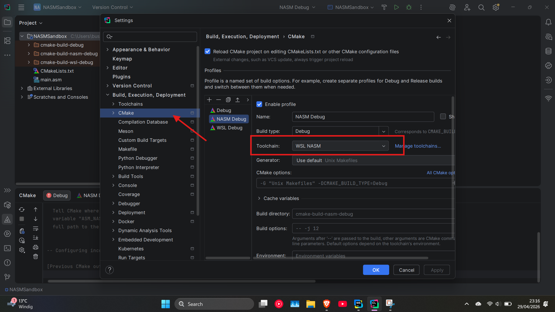 Adding a new CMake profile