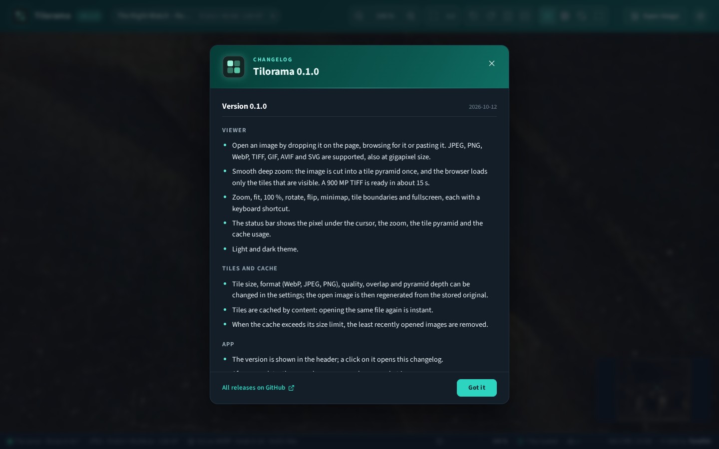 Changelog window