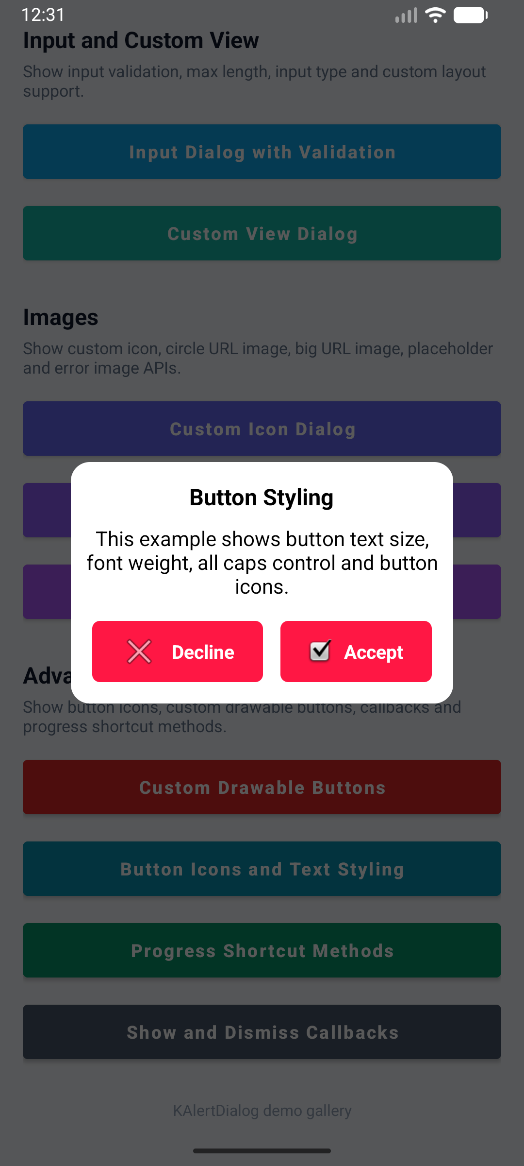 KAlert Dialog Button Icon Styling Dialog
