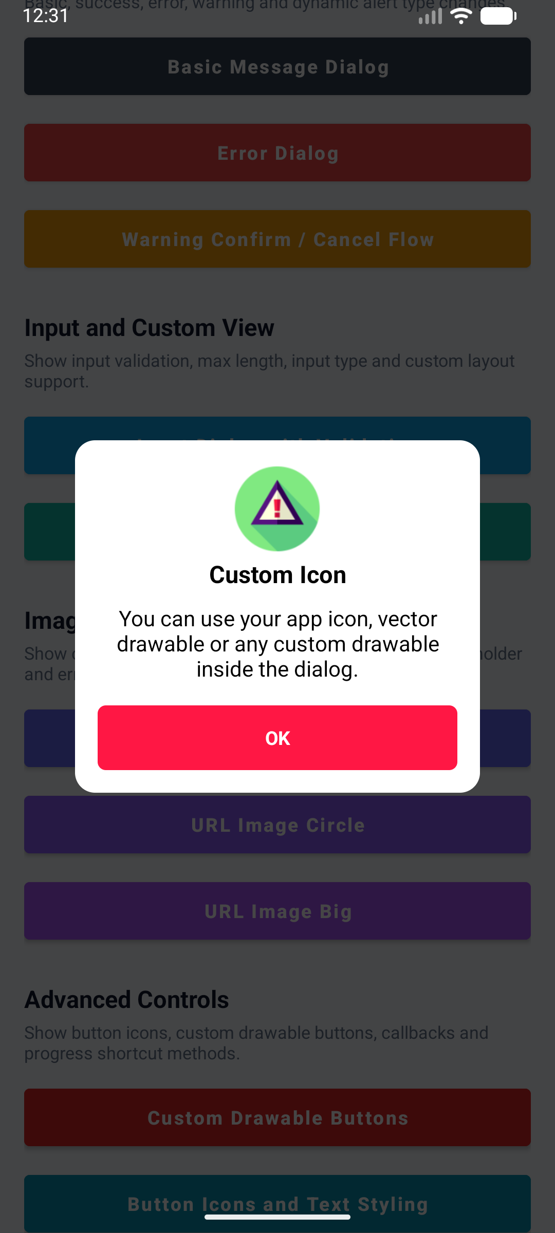 KAlert Dialog Custom Icon Dialog