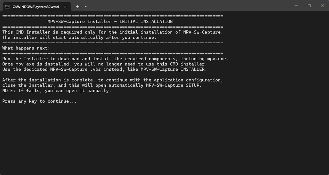 Install First CMD dialog