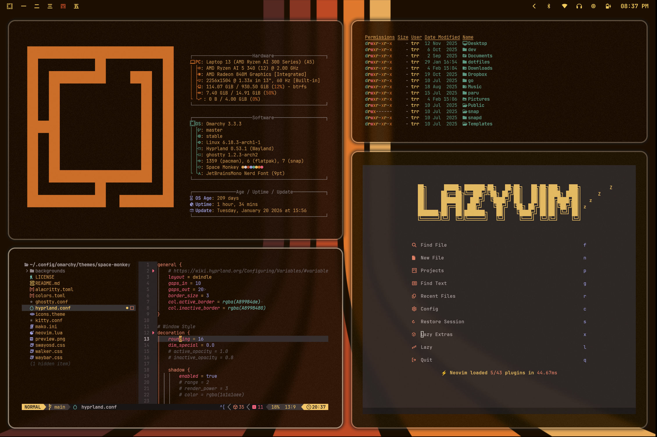 Space Monkey Omarchy Theme Screenshot