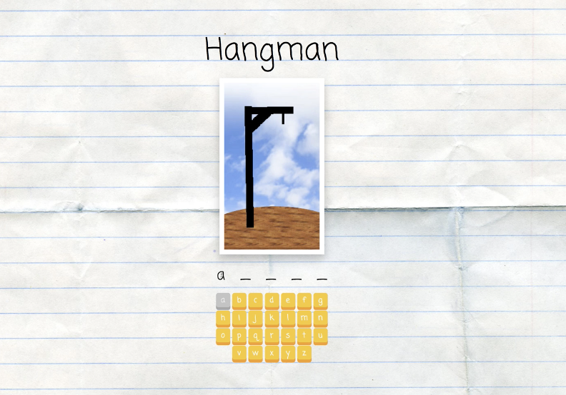 Preview of inital code base - hangman game