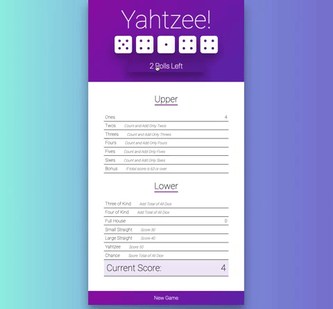 Preview of working code base - Yahtzee Game App