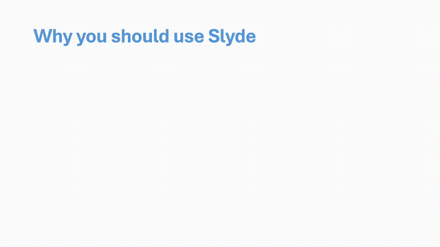 An example Slyde presentation based on the previous example XML template