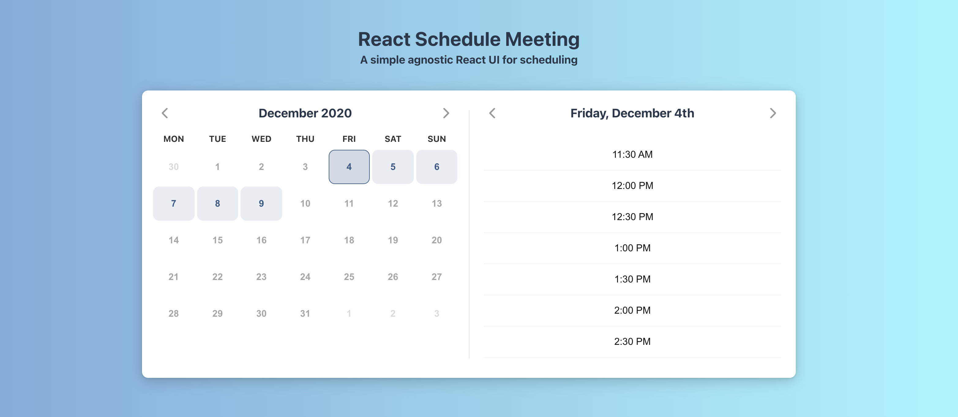 react schedule meeting npm