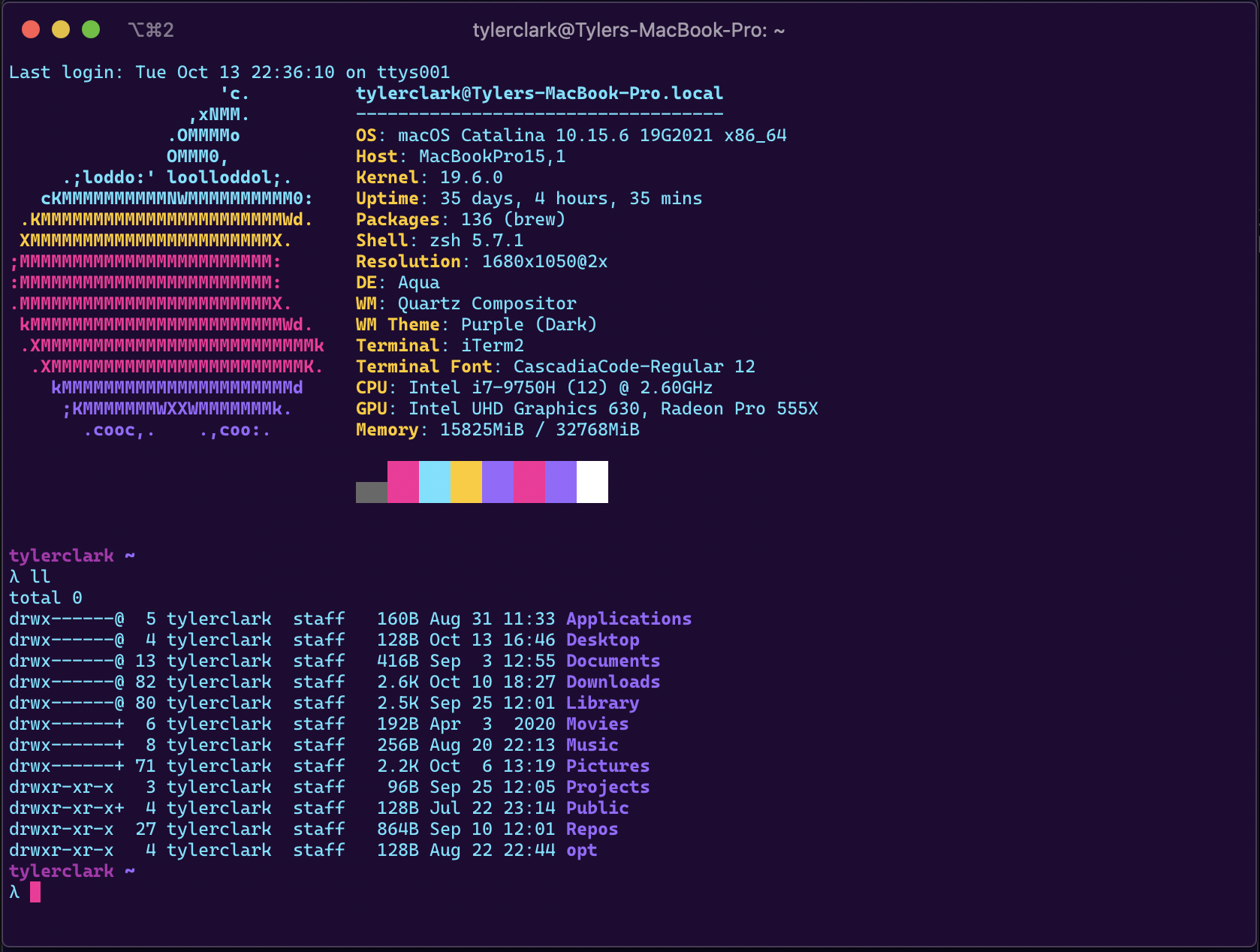 zsh screenshot