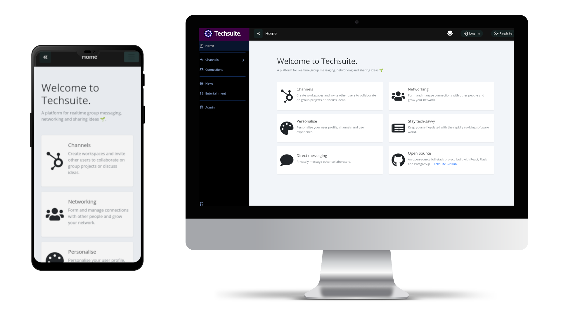 Techsuite on mobile and desktop.