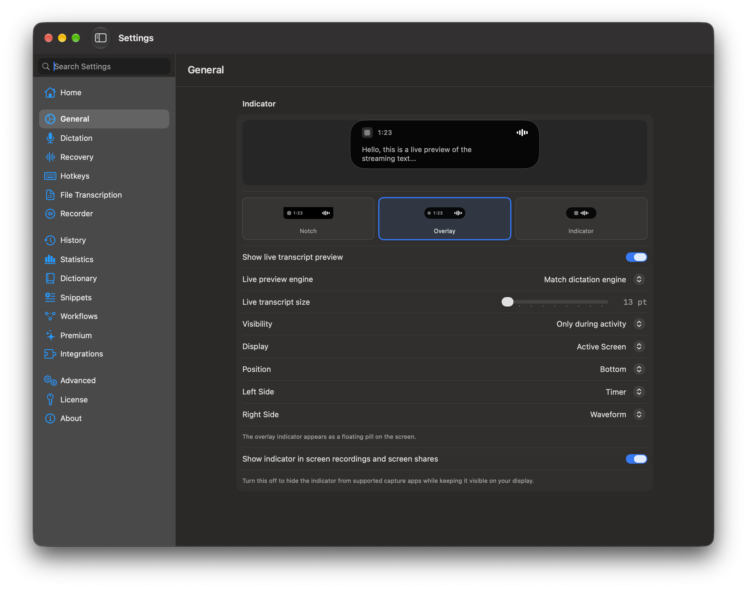 Indicator Settings