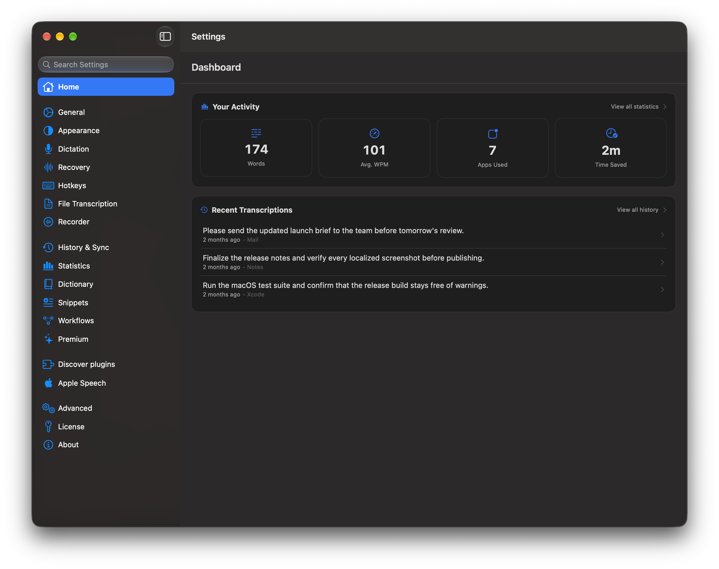 Home Dashboard