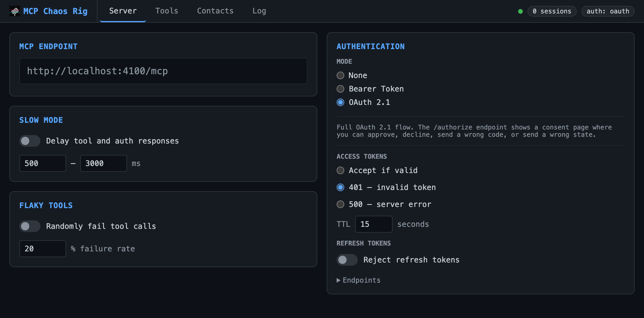 Server tab