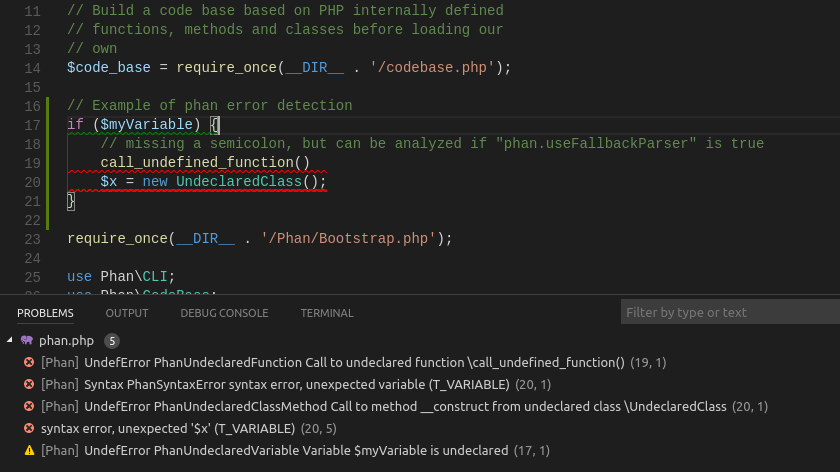 VS Code example, including error tolerance