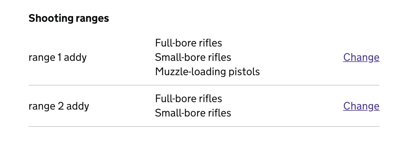 Firearms Summary Page Example